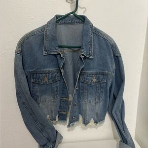 Distressed Denim Cropped Jacket